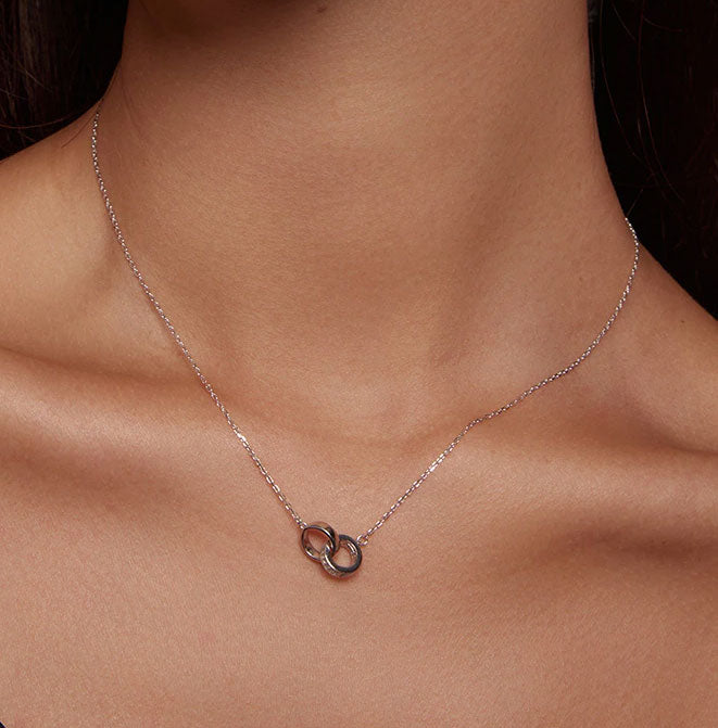 Sterling Silver Interlocked Double Circle Hypoallergenic Necklace