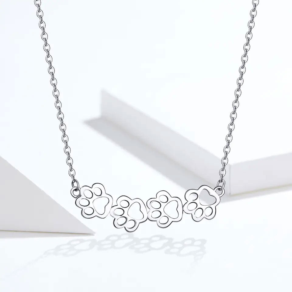 Sterling Silver Pet Paws Hypoallergenic Necklace