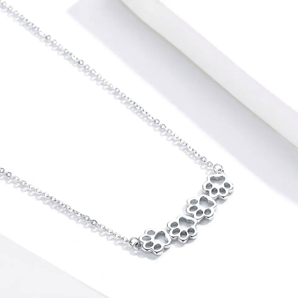 Sterling Silver Pet Paws Hypoallergenic Necklace