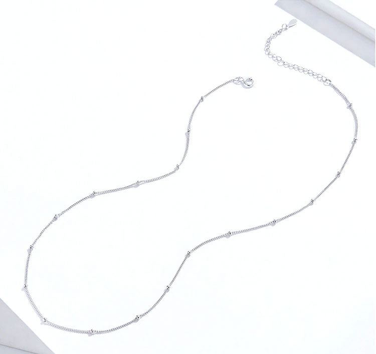 Sterling Silver Tiny Round Beads Choker Hypoallergenic Necklace