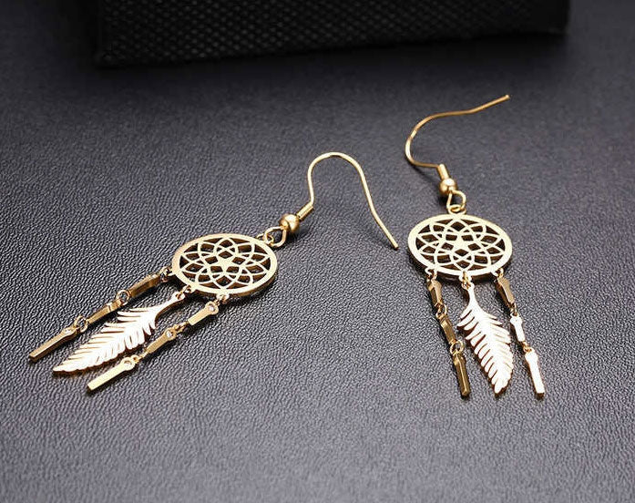 Stainless Steel Dreamcatcher Dangle Earrings