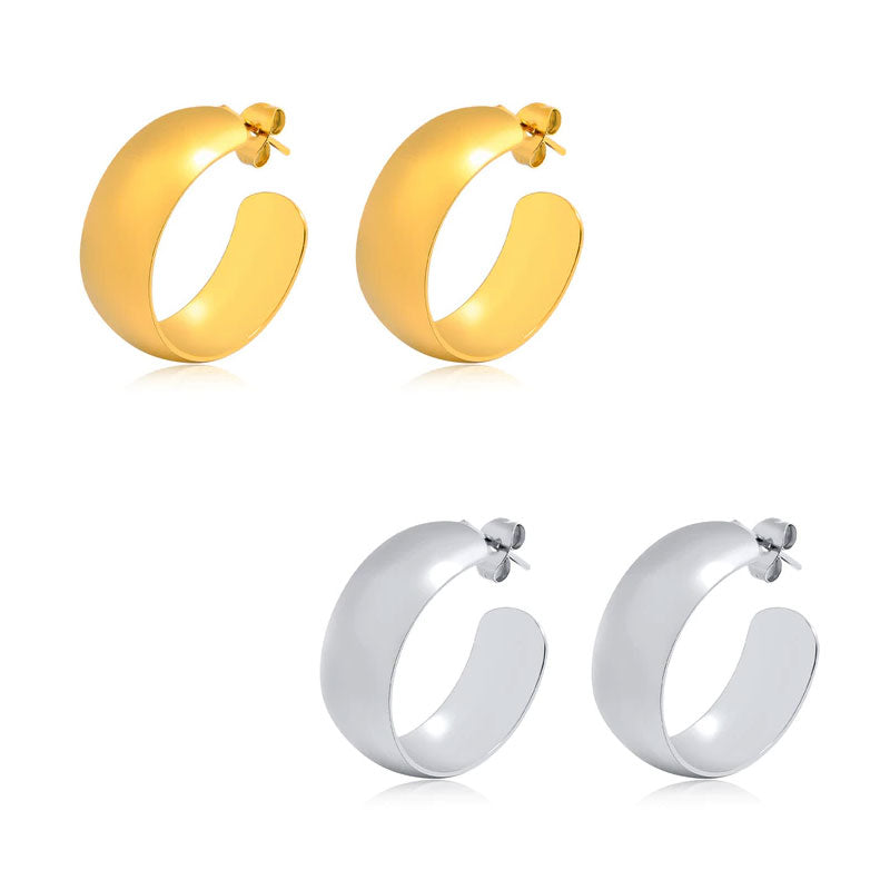 Stainless Steel Ring Stud Earrings