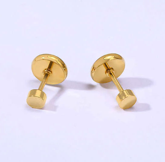 Stainless Steel Classic Feme Screw Stud Earrings