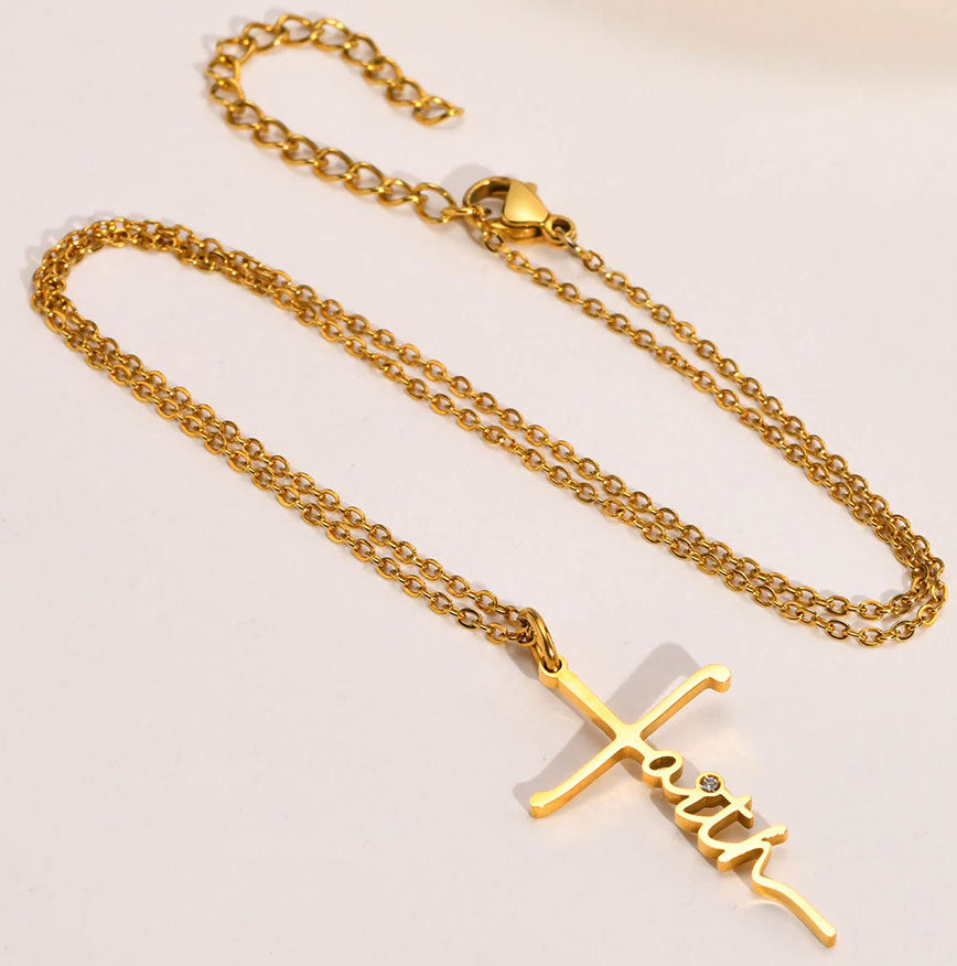 Stainless Steel Faith Cross Necklace