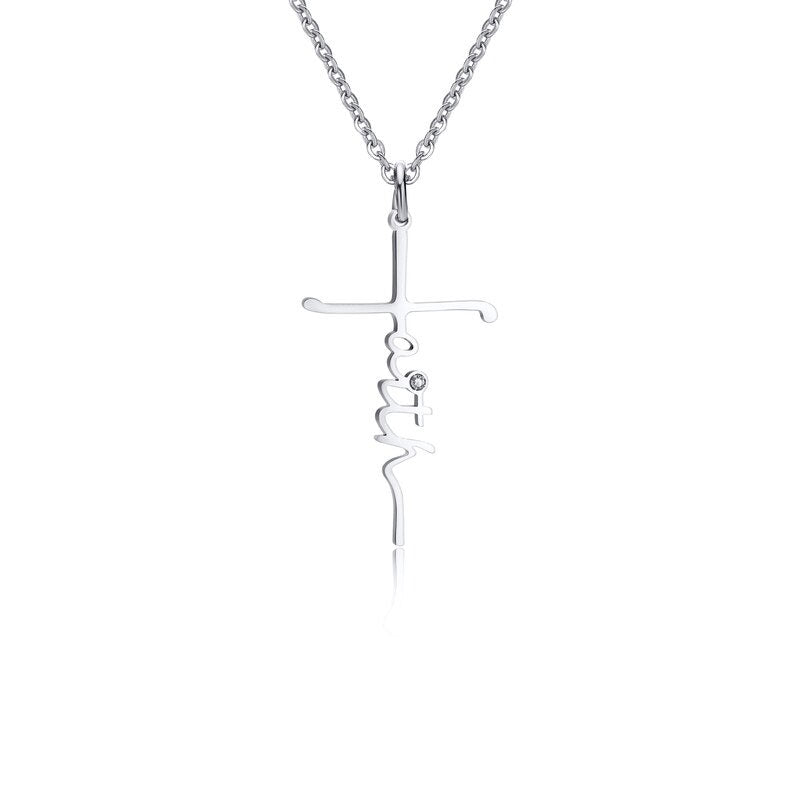 Stainless Steel Faith Cross Necklace