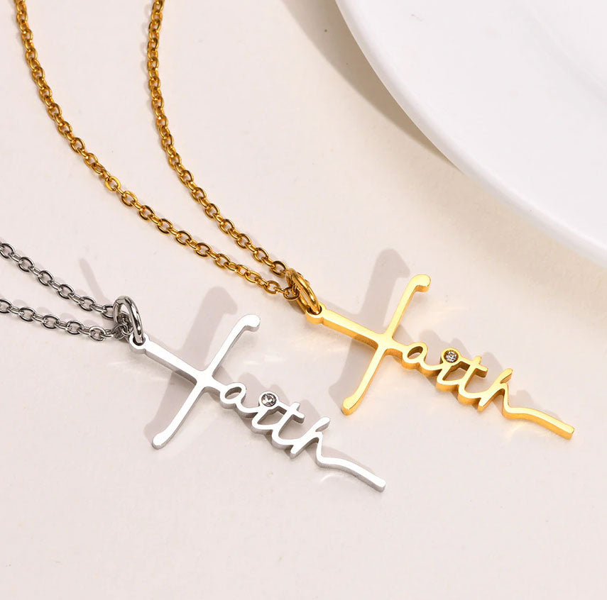 Stainless Steel Faith Cross Necklace