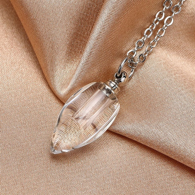 Stainless Steel Lamp Glass Urn Necklace (For Human Or Pet Ashes)