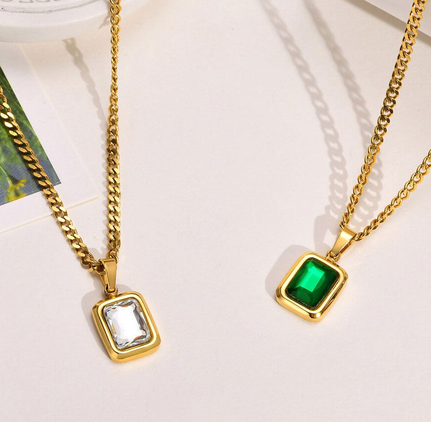 Stainless Steel Delicate Geometric Square Necklace