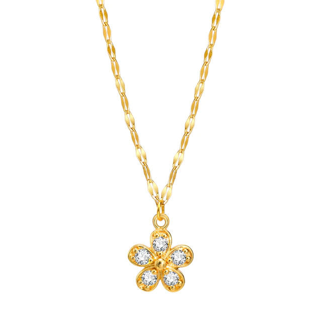 Stainless Steel Golden Flower Necklace