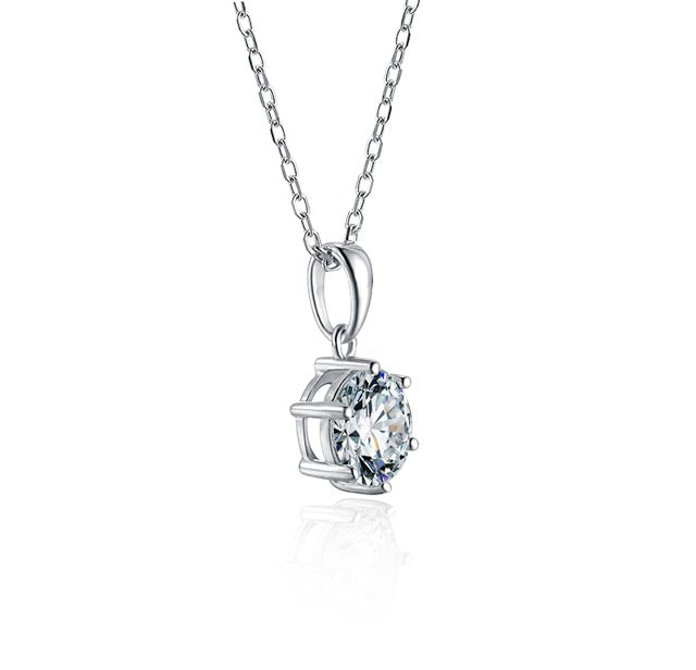 Sterling Silver Round 1.0ct Moissanite Hypoallergenic Necklace